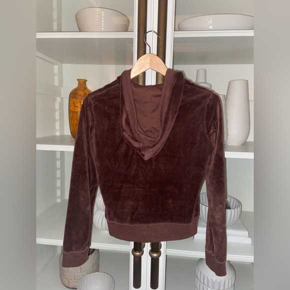 Brown swede zip up sweater, women’s size S - Picture 6 of 6